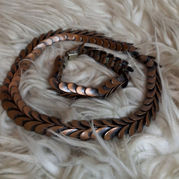 Rare Vintage Frank Rebajes Copper Necklace and Bracelet Set - Picture 2 of 15